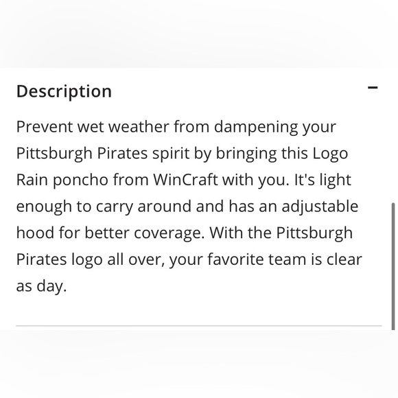 NWT Pittsburgh Pirates WinCraft Logo Rain Poncho, officially licensed,pvc-free - Picture 3 of 6